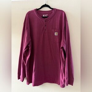 Carhartt Men's Magenta Long Sleeve Pocket Henley